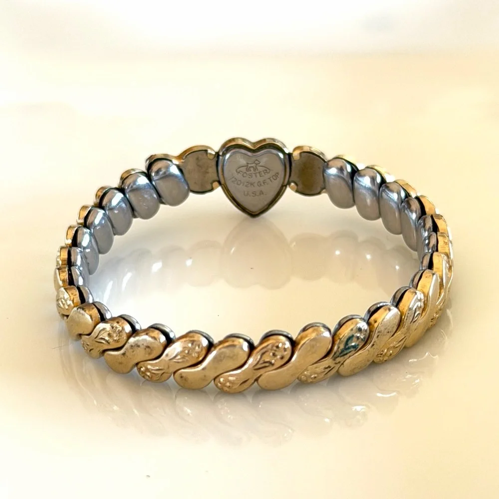 WWII Sweetheart Gold Filled Expansion Bracelet – Foster 12K GF, Petite Fit 4-5” - Picture 5 of 16